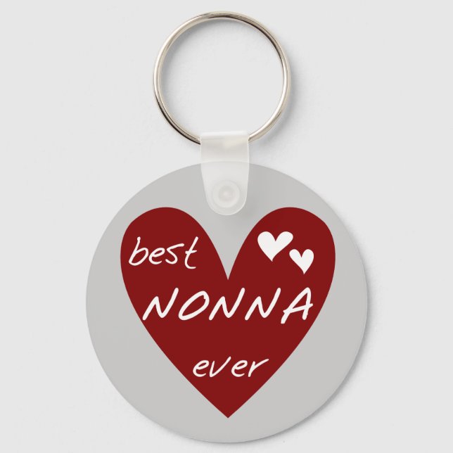 Red Heart Best Nonna Ever T-shirts gifts Keychain (Front)