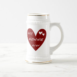 Red Heart Best Nonnie Ever T-shirts and Gifts Beer Stein