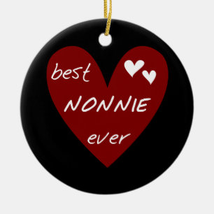 Red Heart Best Nonnie Ever T-shirts and Gifts Ceramic Ornament