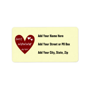 Red Heart Best Nonnie Ever T-shirts and Gifts Label