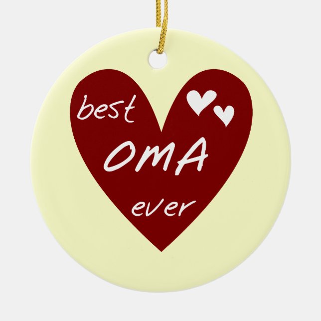 Red Heart Best Oma Ever T-shirts and Gifts Ceramic Ornament (Front)