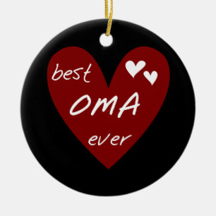 Red Heart Best Oma Ever T-shirts and Gifts Ceramic Ornament
