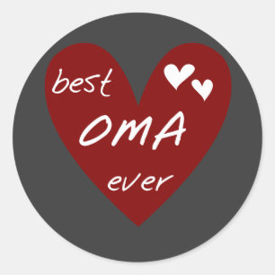 Red Heart Best Oma Ever T-shirts and Gifts Classic Round Sticker