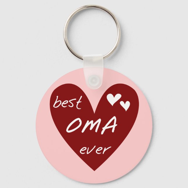 Red Heart Best Oma Ever T-shirts and Gifts Keychain (Front)