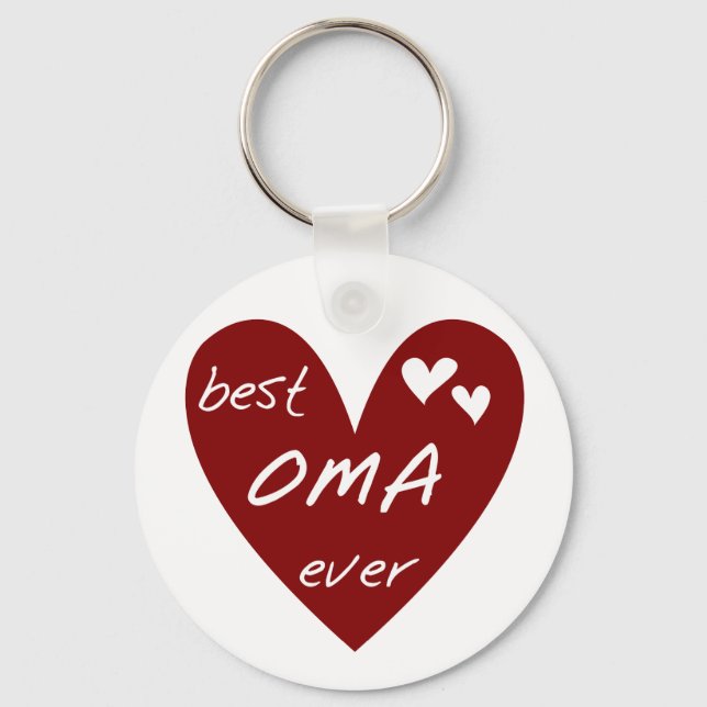 Red Heart Best Oma Ever T-shirts and Gifts Keychain (Front)