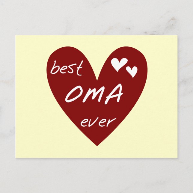 Red Heart Best Oma Ever T-shirts and Gifts Postcard (Front)