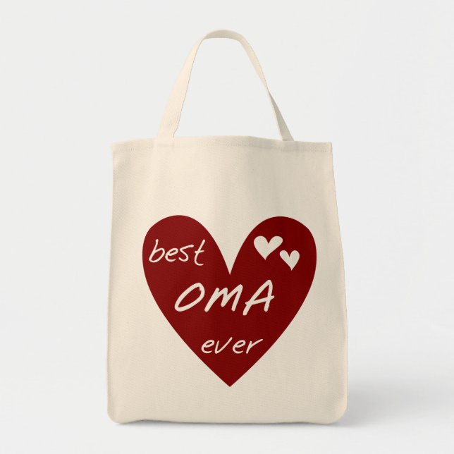 Red Heart Best Oma Ever T-shirts and Gifts Tote Bag (Front)