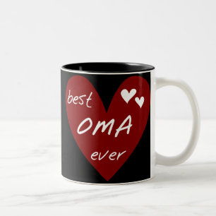 Red Heart Best Oma Ever T-shirts and Gifts Two-Tone Coffee Mug