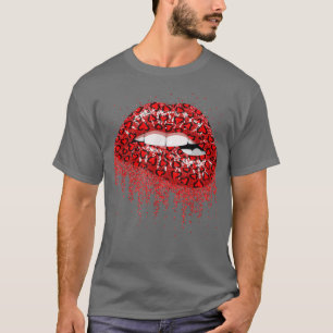 Red Heart Biting Lip Teen Girls T-Shirt