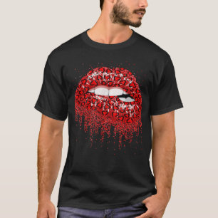 Red Heart Biting Lip Teen Girls T-Shirt