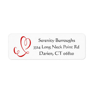 Red Heart Black and White Love Return Address