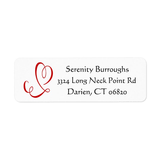 Red Heart Black and White Love Return Address (Front)