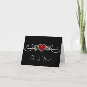 Red Heart Black Merci Cartes