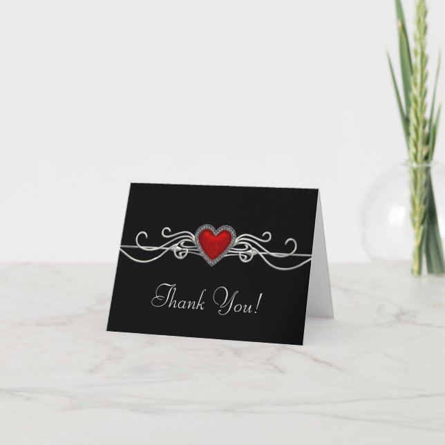 Red Heart Black Thank You Cards (Front)
