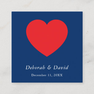 Red Heart Blue Modern Minimalist Wedding Enclosure Card