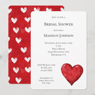 Red Heart Bridal Shower Invitation