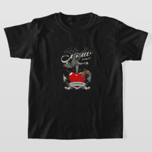 Red Heart & Butterflies Studio Inking Art  T-Shirt