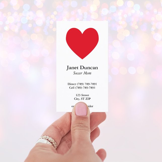 Red Heart Calling Card (Modern Minimalist Heart Shape Business Card)