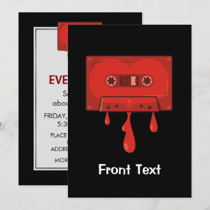Red Heart Cassette Invitation