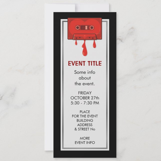 Red Heart Cassette Invitation (Back)