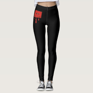 Red heart cassette leggings