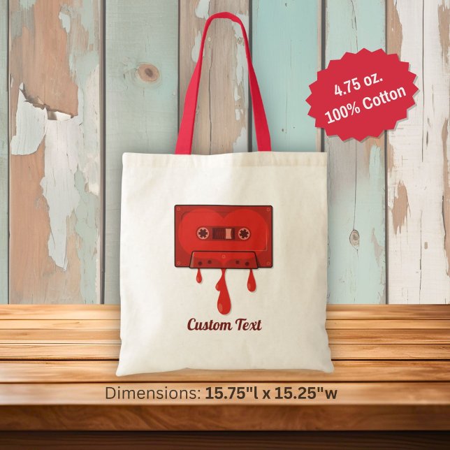 Red heart cassette tote bag (Creator Uploaded)