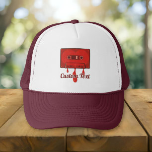 Red heart cassette trucker hat