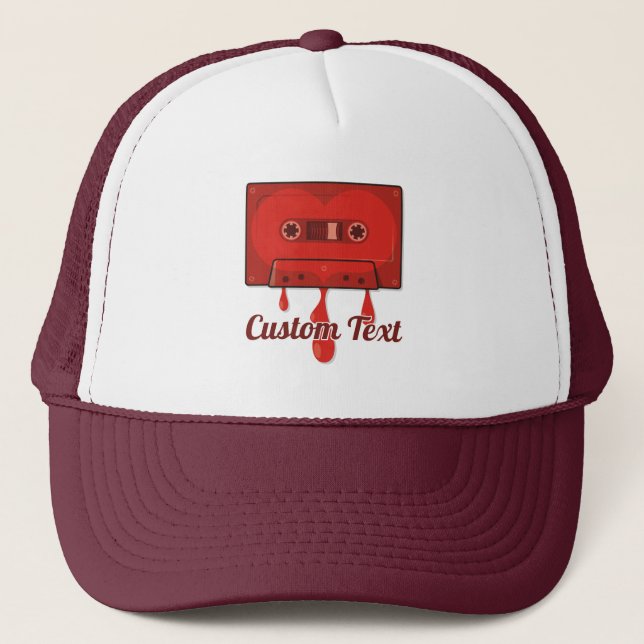 Red heart cassette trucker hat (Front)