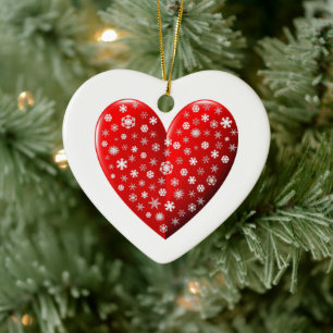 Red Heart Ceramic Circle Ornament