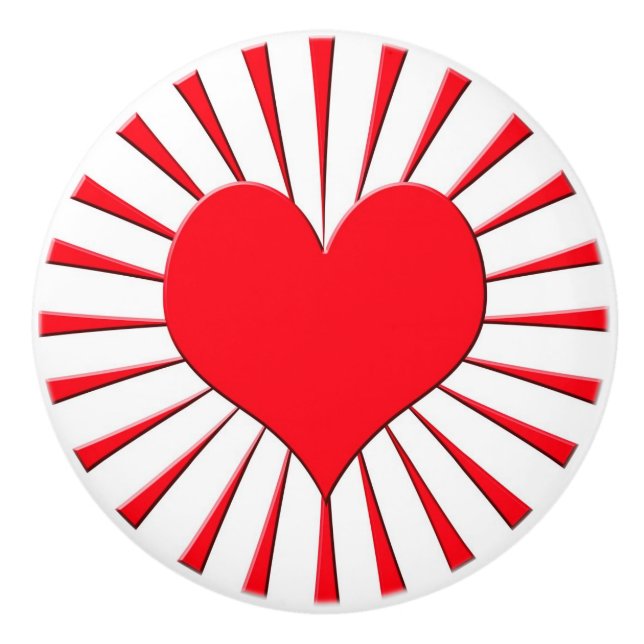 Red heart ceramic knob (Front)