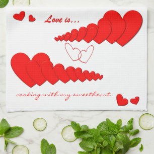 Red Heart Chain LOVE IS... Custom Kitchen Towel