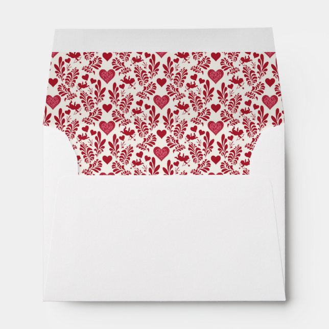 Red Heart Cherubs Fillagree Valentine's Envelope (Back (Bottom))