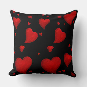 Red Heart Christmas Merry Xmas Welcome 2022 Black Throw Pillow