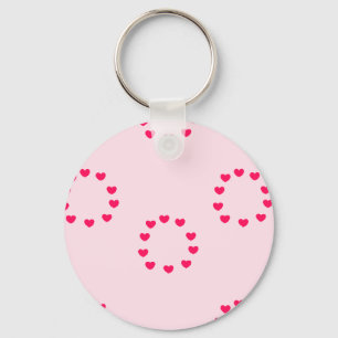 red heart circles on pink keychain