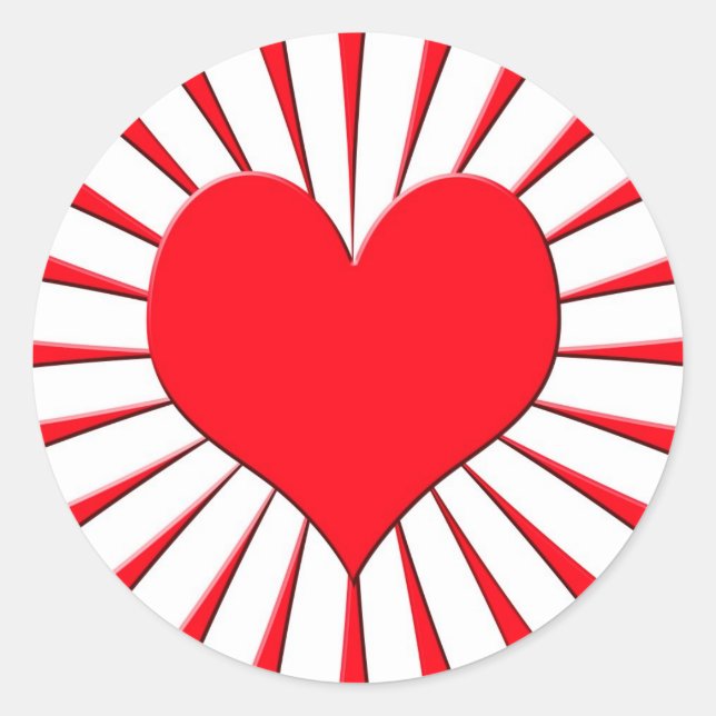 Red heart classic round sticker (Front)