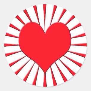 Red heart classic round sticker
