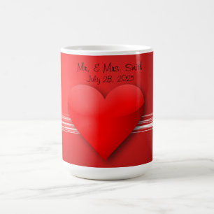 Red heart coffee cup