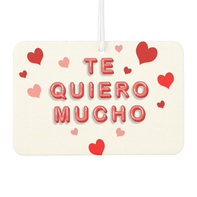 Red Heart Confetti Te Quiero Mucho 3d Letters Air Freshener (Front)