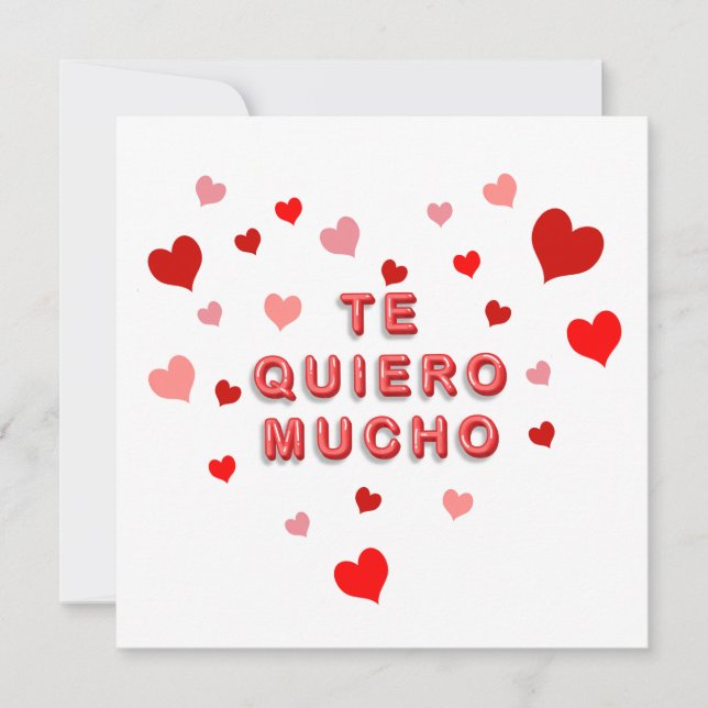Red Heart Confetti Te Quiero Mucho 3d Letters Holiday Card (Front)