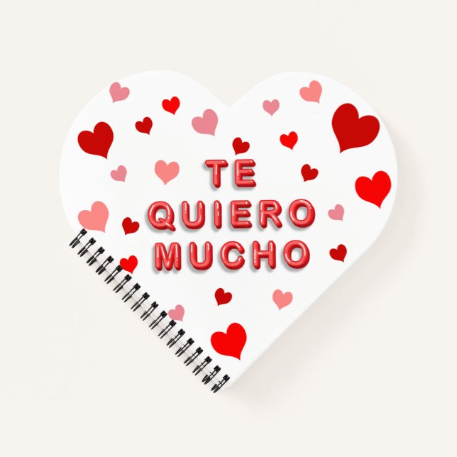 Red Heart Confetti Te Quiero Mucho 3d Letters Notebook (Front)