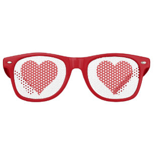 Red Heart Cool Valentines Day Celebration  Retro Sunglasses