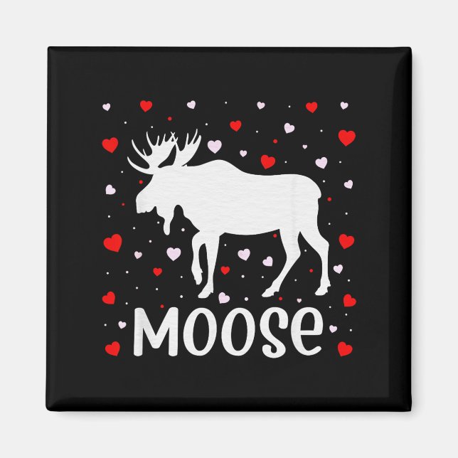 Red Heart Cud Love Graphic Moose Lover Valentine D Magnet (Front)