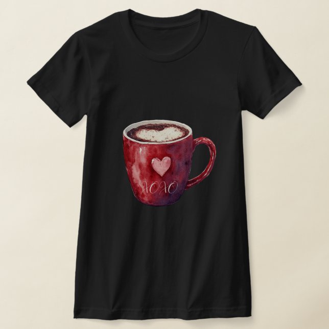 Red Heart Cup  T-Shirt (Laydown)