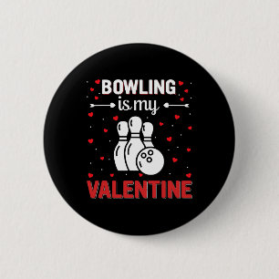 Red Heart Cupid Love Graphic Bowling Is My Valenti 2 Inch Round Button