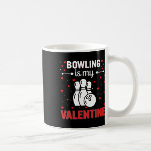 Red Heart Cupid Love Graphic Bowling Is My Valenti Coffee Mug