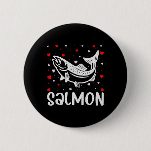Red Heart Cupid Love Graphic Salmon Lover Valentin 2 Inch Round Button