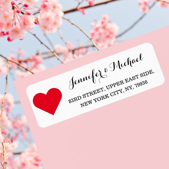 Red Heart Custom Mariage élégant Valentines Day (Red Heart Custom Elegant Wedding Valentines Day Label)