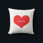 Red Heart Custom Name Monograms Gift Favour Decor Outdoor Pillow<br><div class="desc">Printed with big heart pattern in solid white background with text template for name! You may change the background colour as you wish!</div>