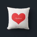 Red Heart Custom Name Monograms Gift Favour Decor Outdoor Pillow<br><div class="desc">Printed with big heart pattern in solid white background with text template for name! You may change the background colour as you wish!</div>