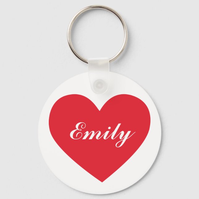 Red Heart Custom Name or Text Keychain (Front)